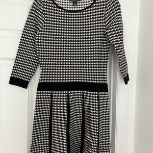 Ralph Lauren Black and White Houndstooth Midi Dress